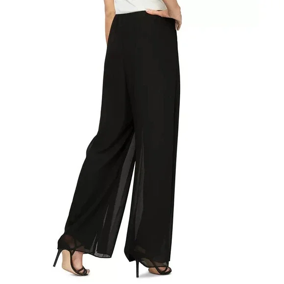 Alex Evenings Pants, Wide-Leg Chiffon Black S - Picture 6 of 6